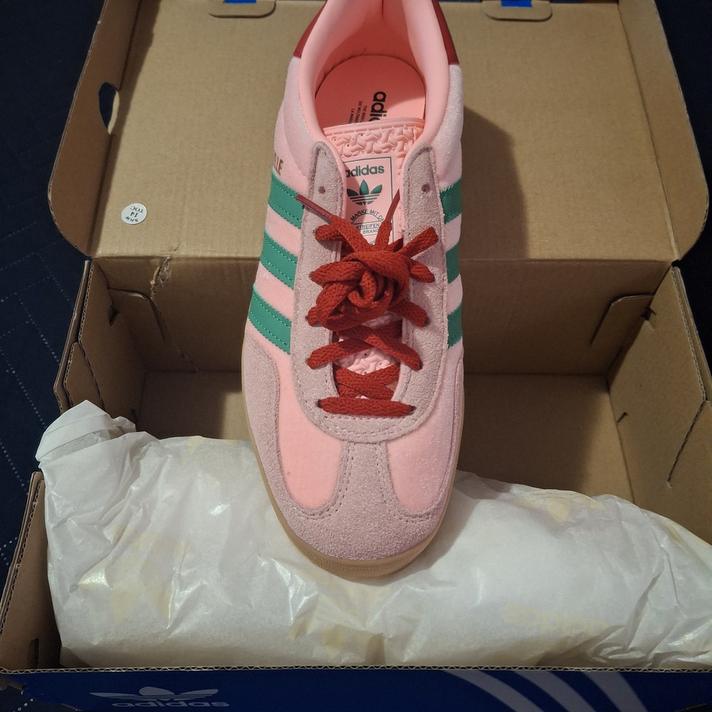 Adidas Women's Pink and Green Sneakers